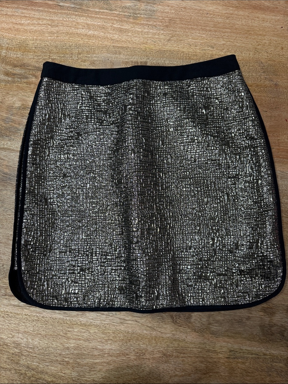 Metaphor Metallic Textured Mini Skirt - Gold and Black